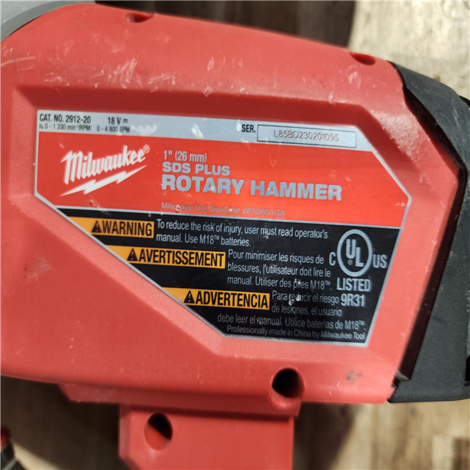 HOUSTON LOCATION - AS - IS Milwaukee  FUEL 18V Lithium-Ion Brushless Cordless 1 in. SDS-Plus Rotary Hammer (Tool-Only)