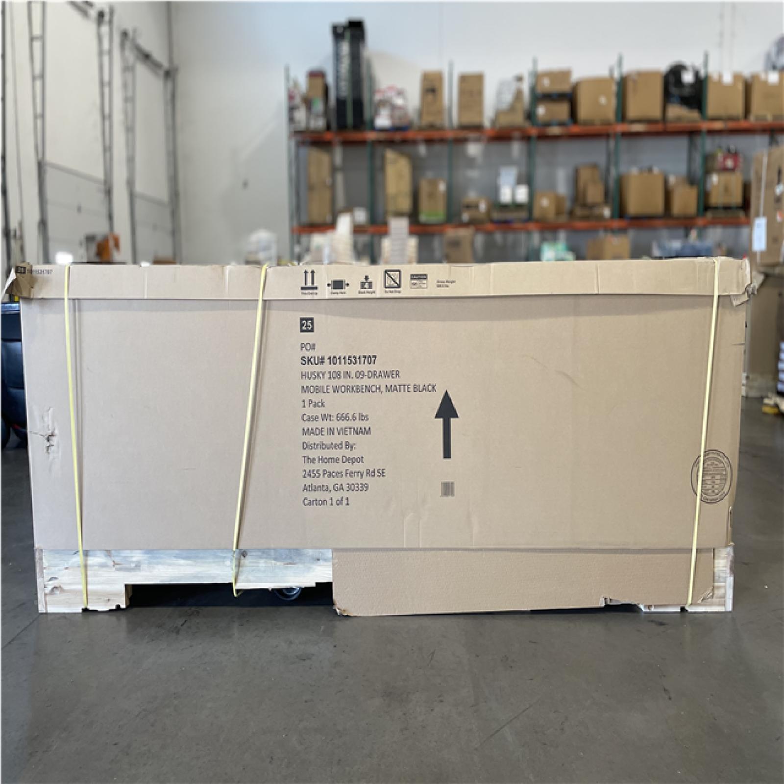DALLAS LOCATION- AS-IS HUSKY 108 IN. 09 DRAWER MOBILE WORKBENCH  MATTE BLACK