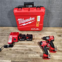 HOUSTON LOCATION - AS-IS (APPEARS LIKE NEW) MILWAUKEE FUEL 18V Lithium-Ion Brushless Cordless Hammer Drill and Impact Driver Combo Kit (2-Tool) with 2 Batteries