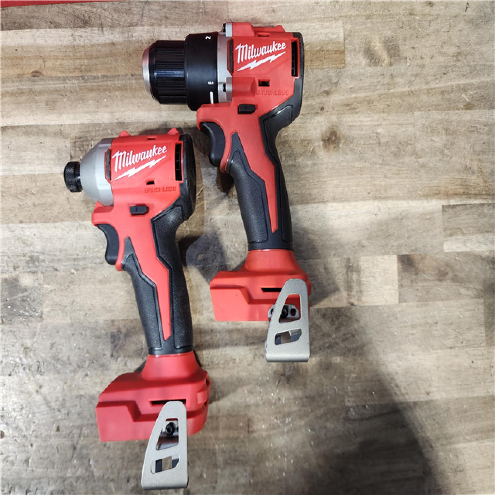 HOUSTON LOCATION - AS-IS Milwaukee M18 18V Lithium-Ion Brushless Cordless Compact Drill/Impact Combo Kit (2-Tool) W/(2) 2.0 Ah Batteries  Charger & Bag