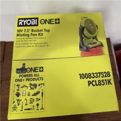 California NEW Sealed Box Ryobi 18V 7.5 Bucket Top Misting Fan Kit, Includes (1) Battery & Charger