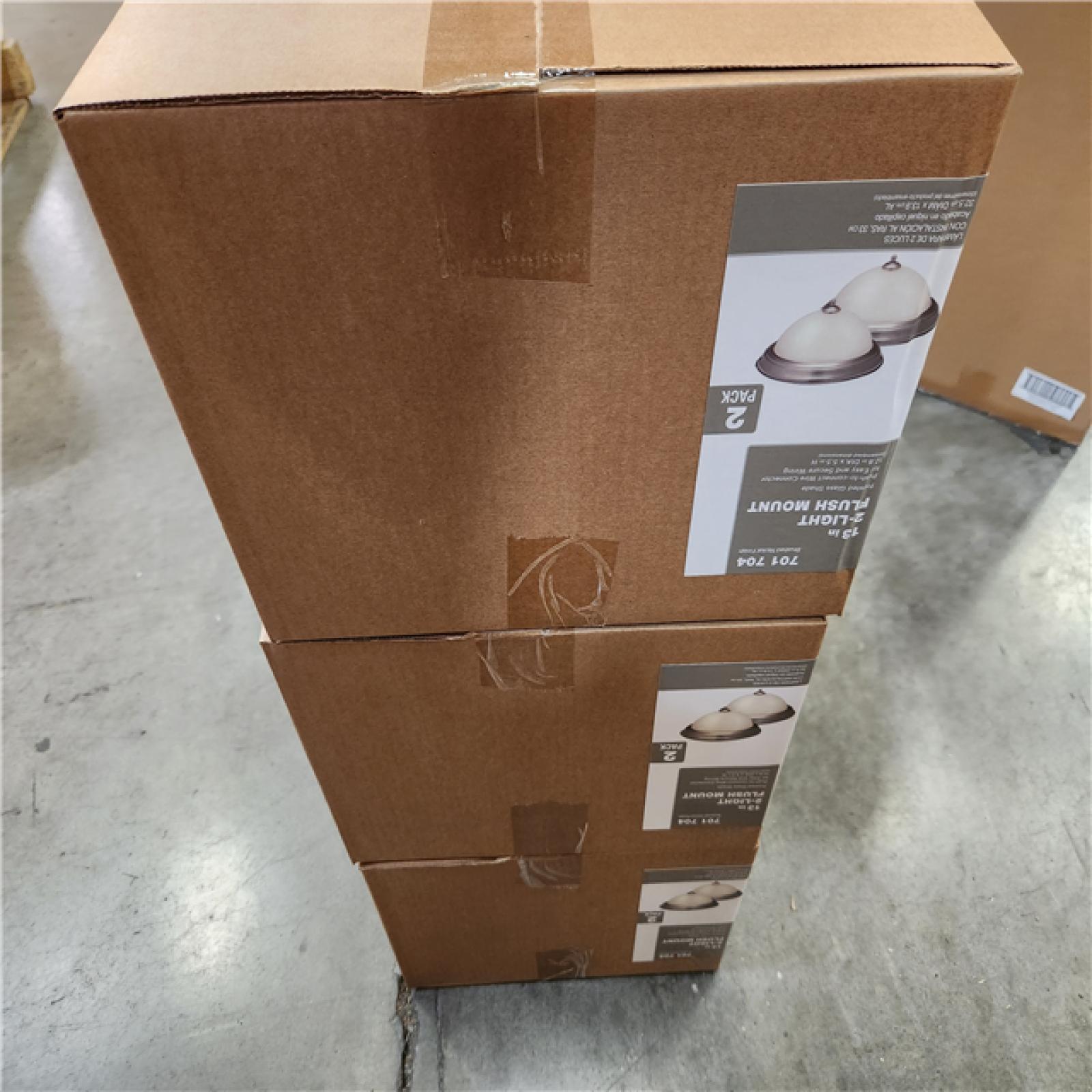 Phoenix NEW Commercial Electric 13 in. 2-Light Brushed Nickel Flush Mount with Frosted Glass Shade (3-Pack Per Box) Pallet (27-Boxes)