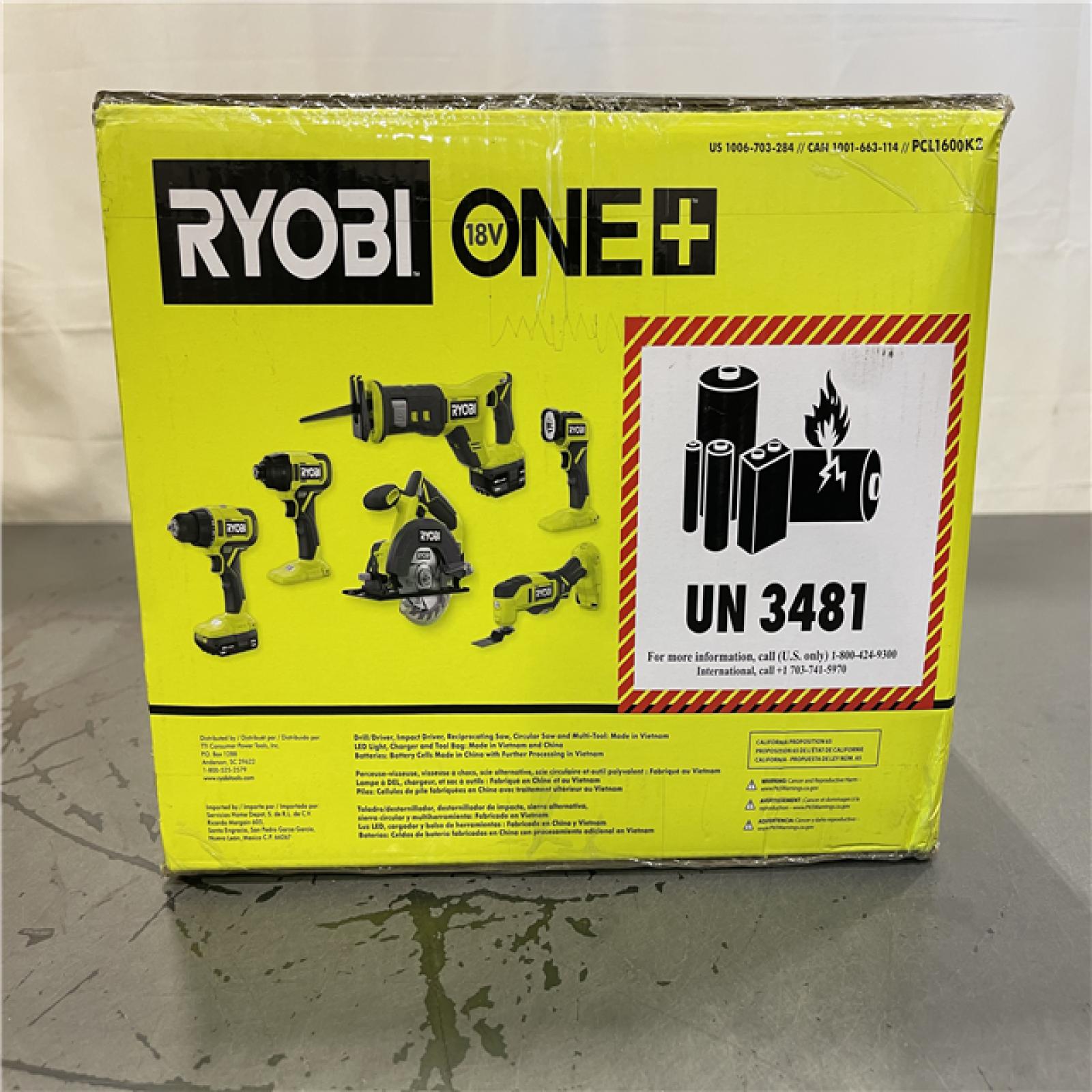 NEW! - RYOBI ONE+ 18V Cordless 6-Tool Combo Kit with 1.5 Ah Battery  4.0 Ah Battery  and Charger