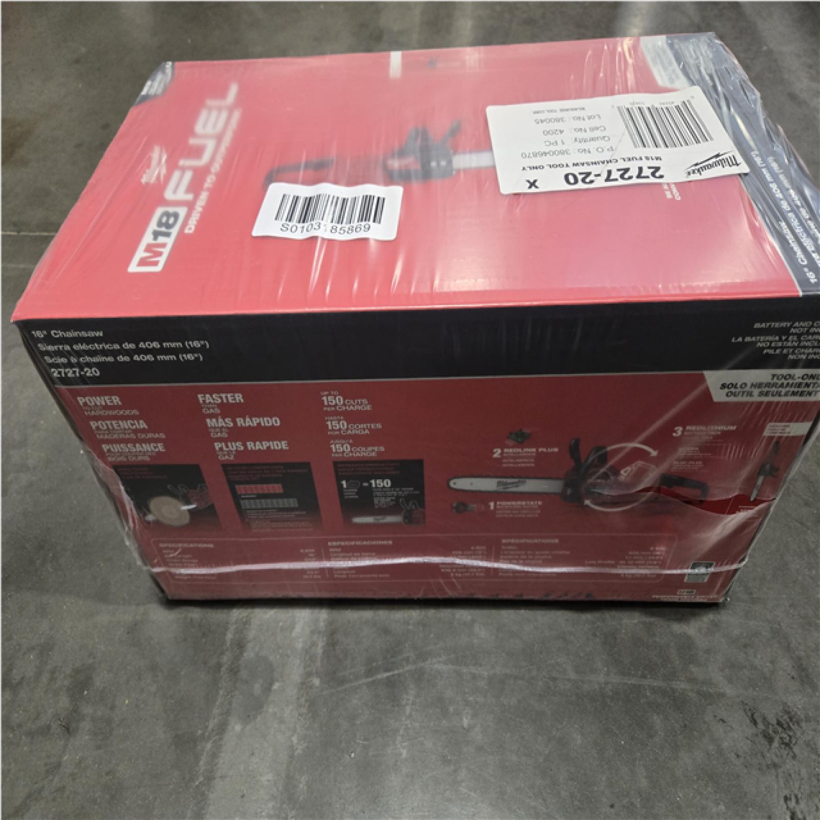 NEW- Milwaukee FUEL 16 in. 18V Lithium-Ion Brushless Battery Chainsaw (Tool-Only)