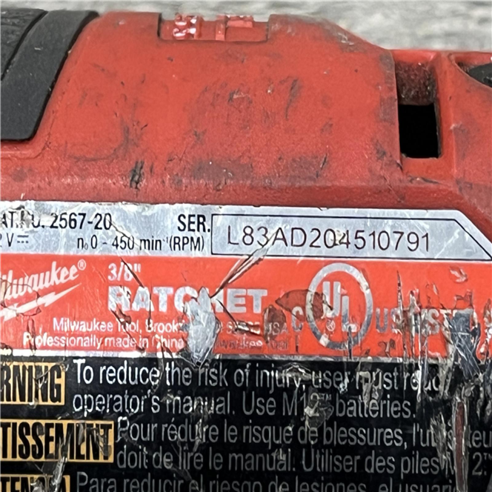 AS-IS Milwaukee FUEL 12-Volt Lithium-Ion Brushless Cordless High Speed 3/8 in. Ratchet (Tool-Only)