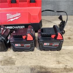 HOUSTON LOCATION - AS-IS Milwaukee 18-Volt Lithium-Ion Battery Pack (2) 5.0Ah and High Output Battery Pack (2) 6.0Ah with PACKOUT 6-Port Rapid Charger