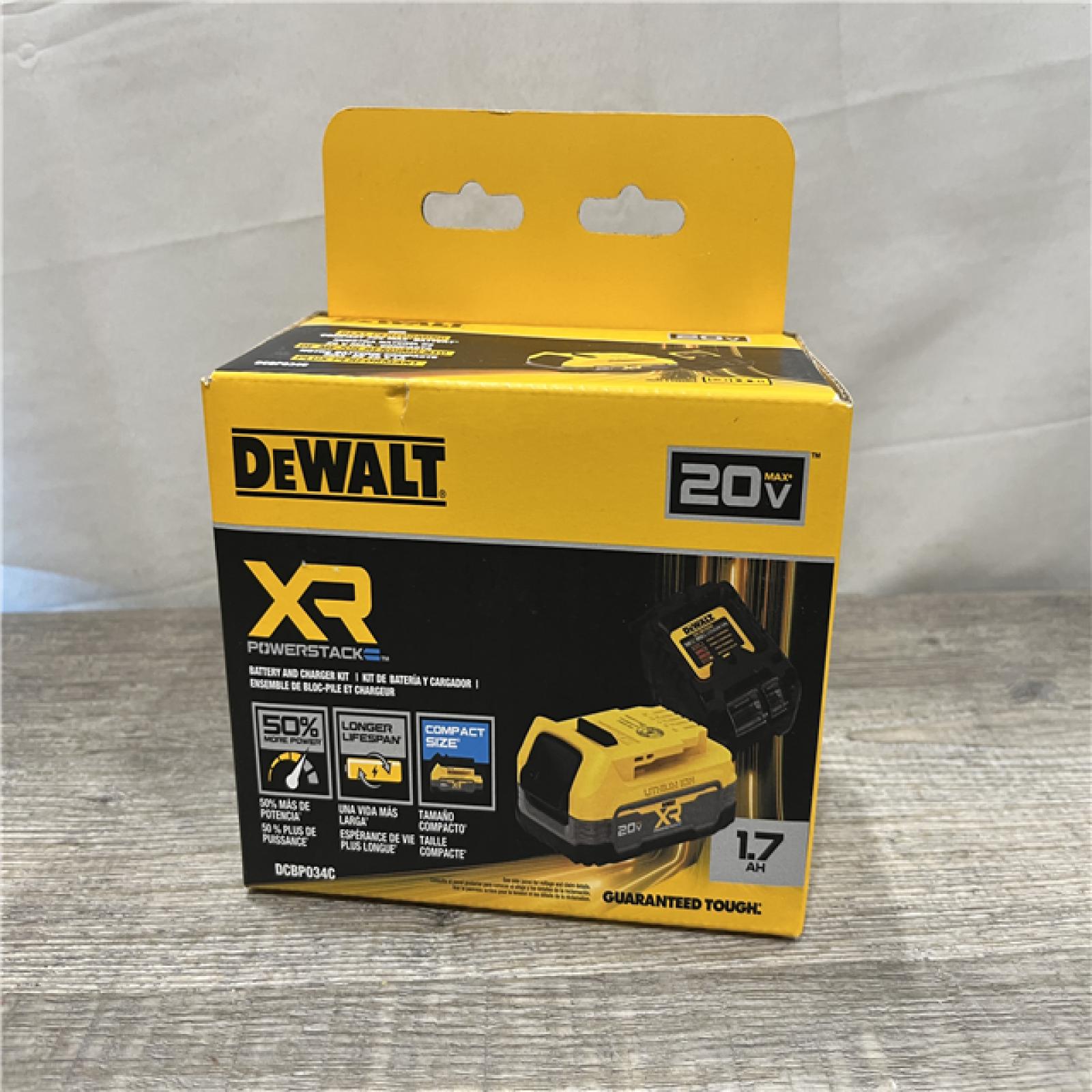 NEW - DEWALT 20V MAX XR POWERSTACK Lithium-Ion Battery Starter Kit with 1.7Ah Battery and Charger