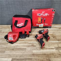 HOUSTON LOCATION - AS-IS Milwaukee  FUEL 12-Volt Lithium-Ion Brushless Cordless Hammer Drill and Impact Driver Combo Kit