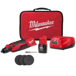 NEW! - Milwaukee M12 12V Lithium-Ion Cordless Brushless Rotary Tool with (1) 2.0 Ah Battery Pack and Charger