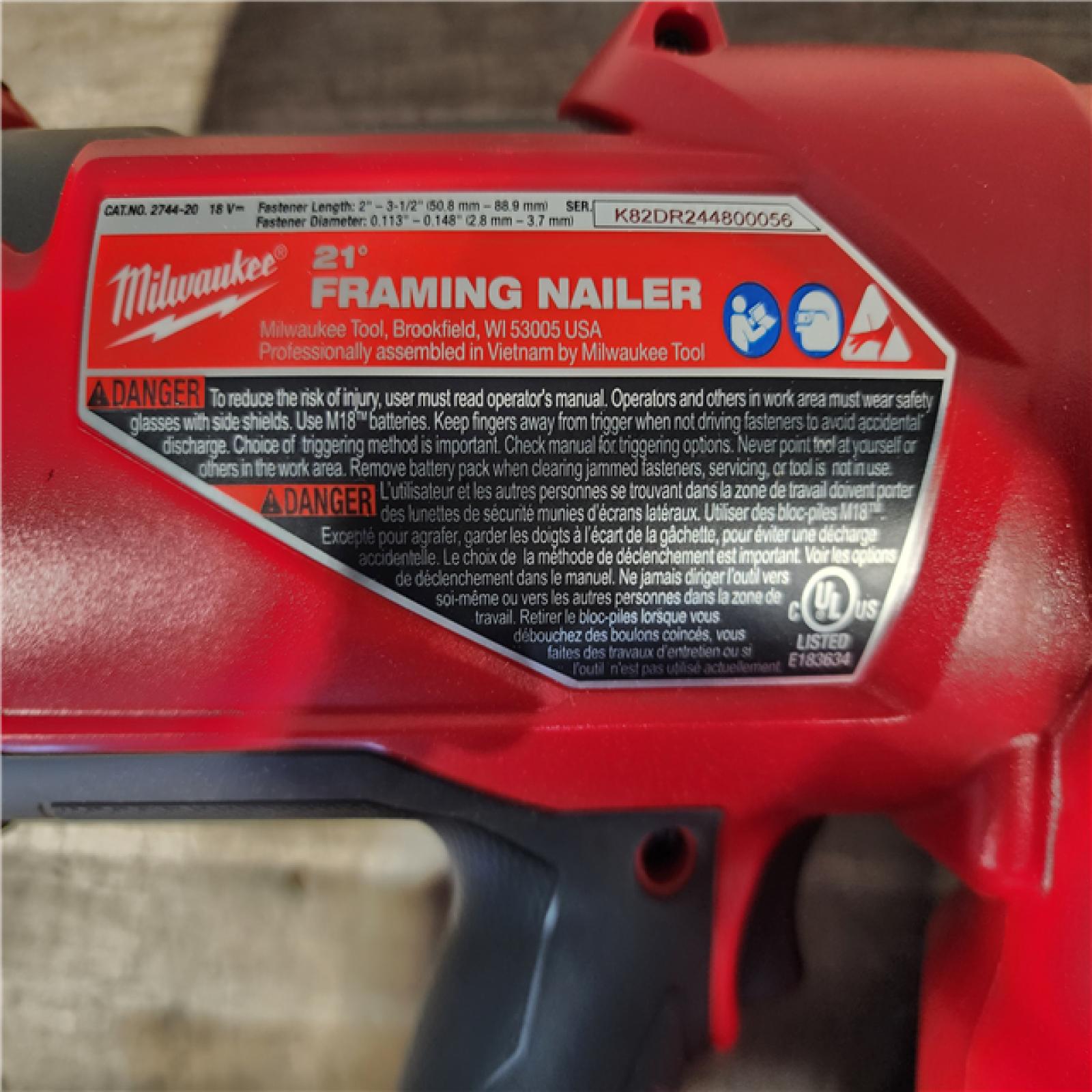 HOUSTON LOCATION - AS-IS (APPEARS LIKE NEW) Milwaukee 2744-20 M18 FUEL 3-1/2 in. 18V 21-Degree Lithium-Ion Brushless Cordless Framing Nailer (Tool-Only)