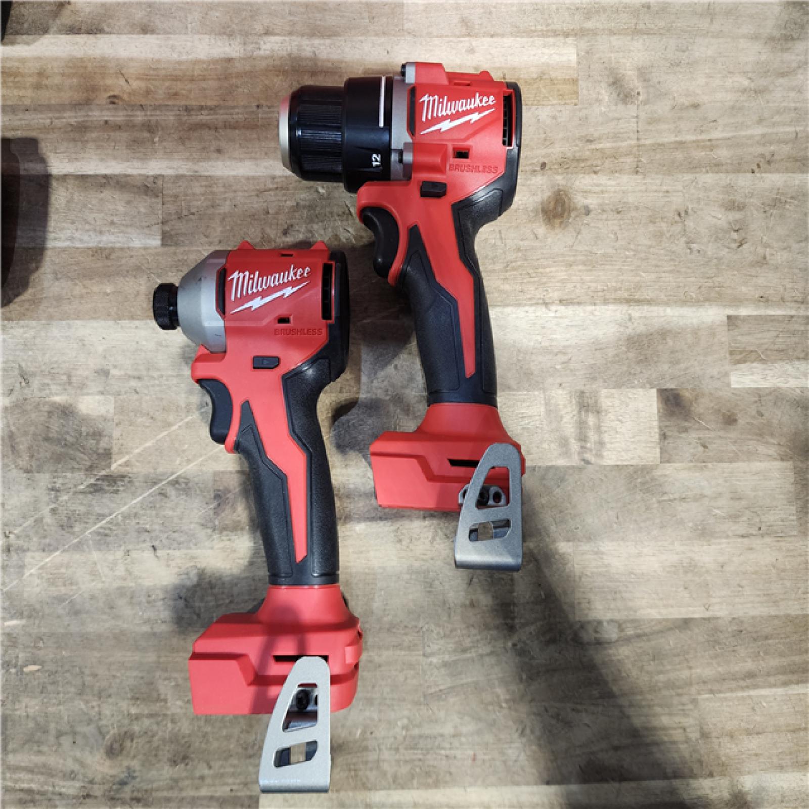 HOUSTON LOCATION - AS-IS Milwaukee M18 18V Lithium-Ion Brushless Cordless Compact Drill/Impact Combo Kit (2-Tool) W/(2) 2.0 Ah Batteries, Charger & Bag