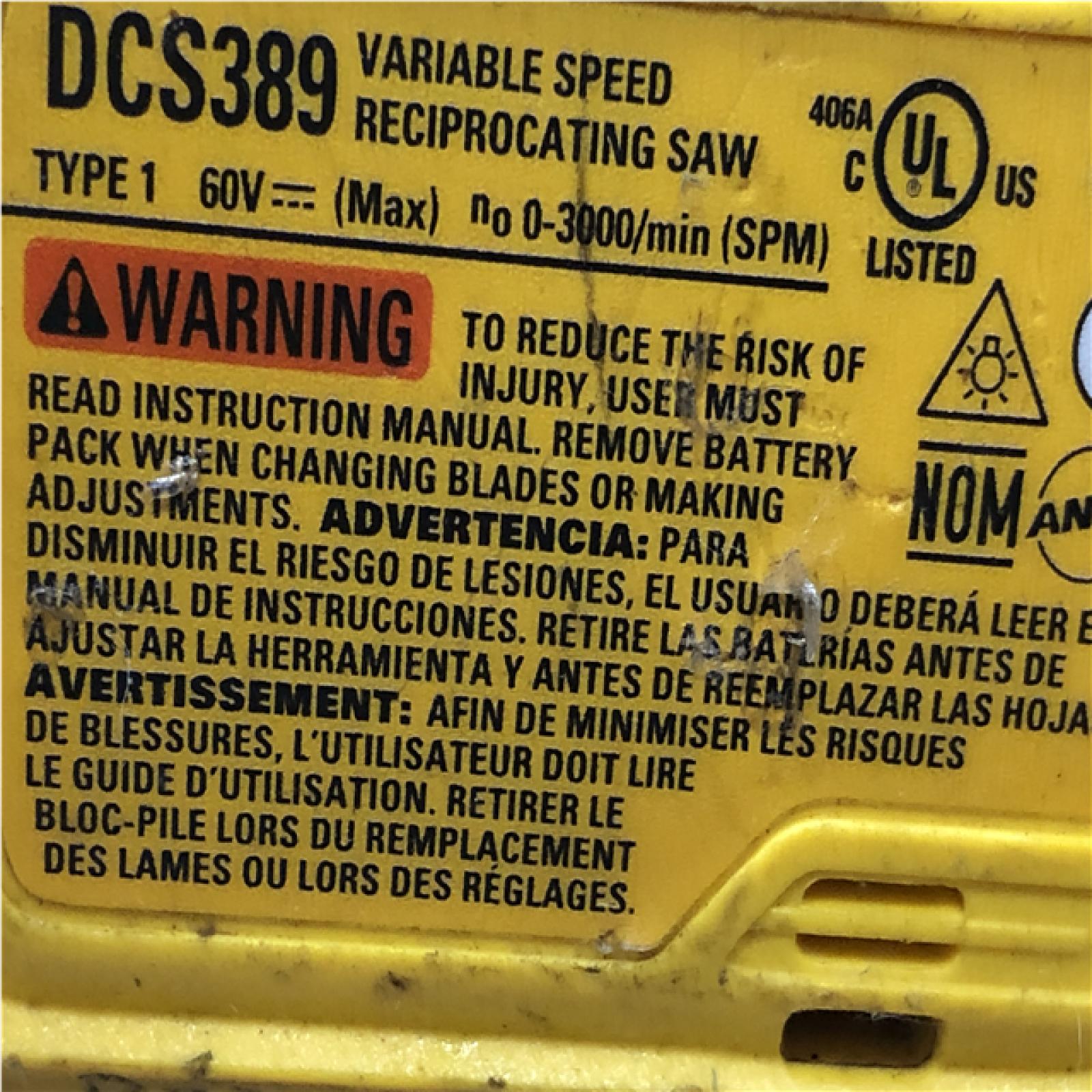 AS-IS DEWALT FLEXVOLT 60V MAX Cordless Brushless Reciprocating Saw (Tool Only)