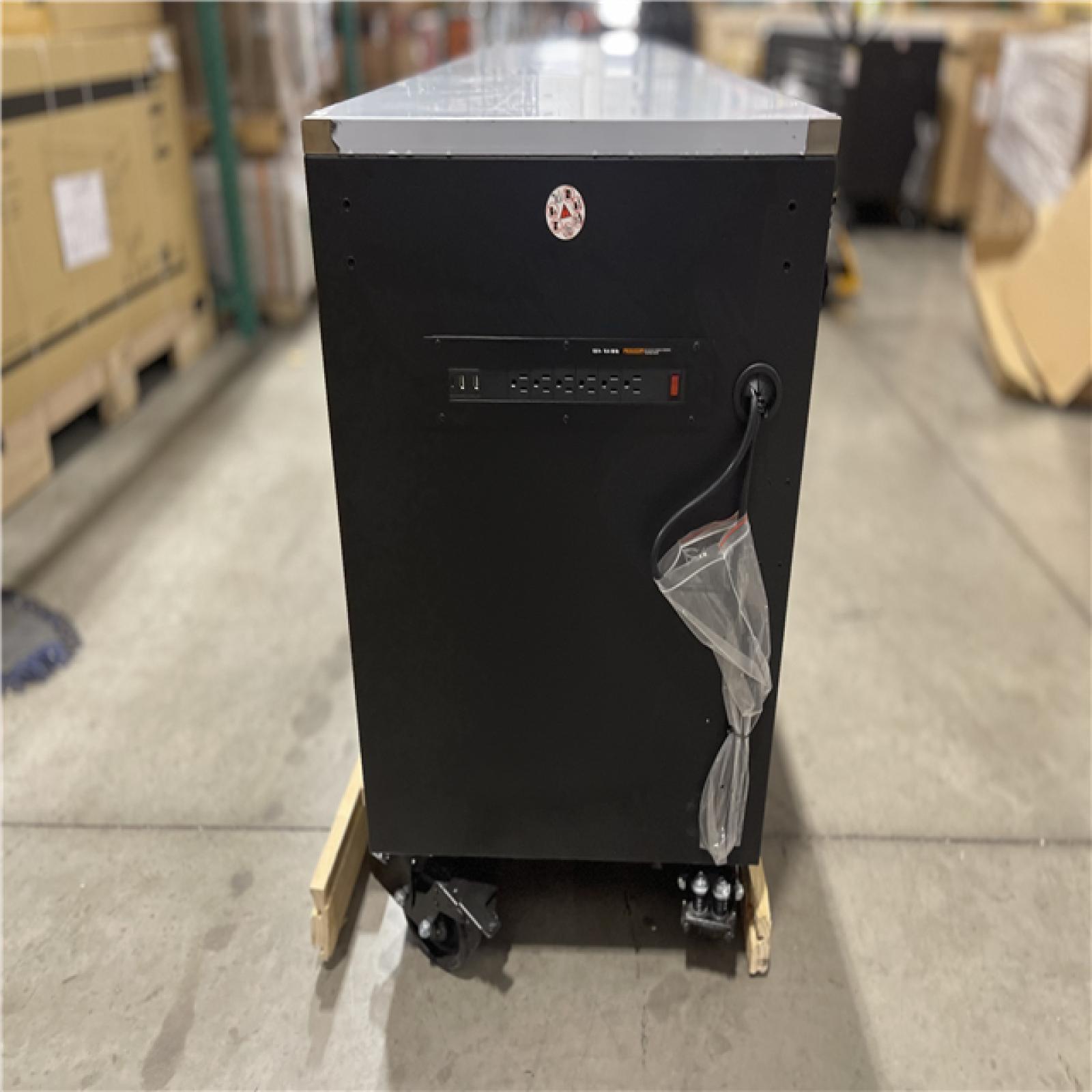 DALLAS LOCATION - AS-IS Husky Tool Storage Heavy Duty 96 in. W x 24 in. D Matte Black Mobile Workbench Cabinet with Stainless Steel Top