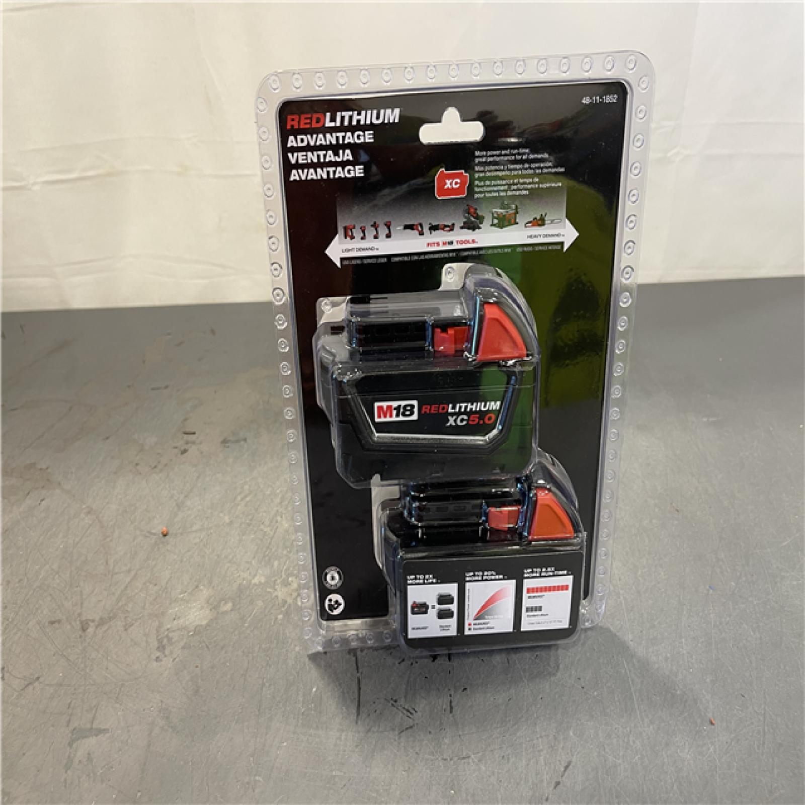 New! - Milwaukee M18 18-Volt Lithium-Ion XC Extended Capacity 5.0 Ah Battery Pack (2-Pack)