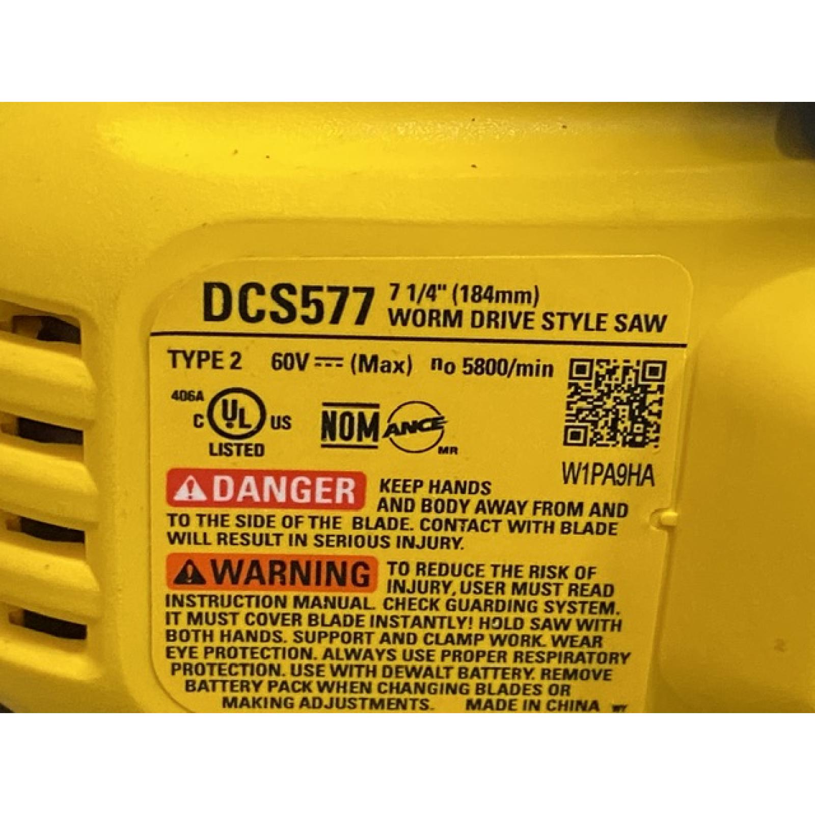 AS-IS DEWALT FLEXVOLT 60V MAX Cordless Brushless 7-1/4 in. Wormdrive Style Circular Saw (Tool Only)