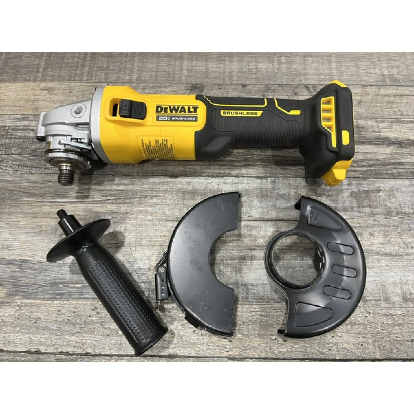 AS-IS DEWALT 20-Volt MAX Cordless Brushless 4-1/2 in. Angle Grinder with Slide Switch (Tool Only)