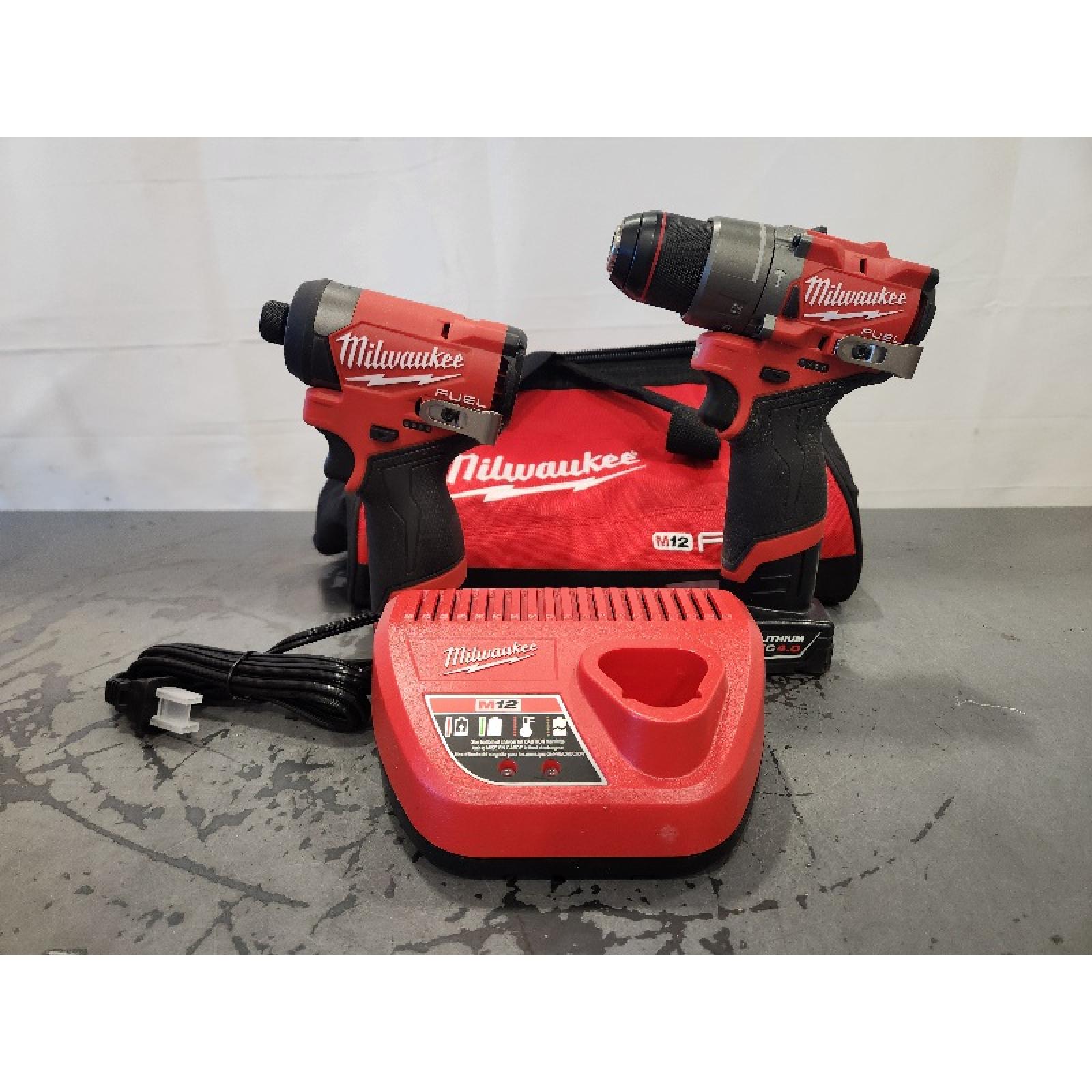 AS-IS- Milwaukee 12V Brushless Hammer Drill and Impact Driver Combo Kit