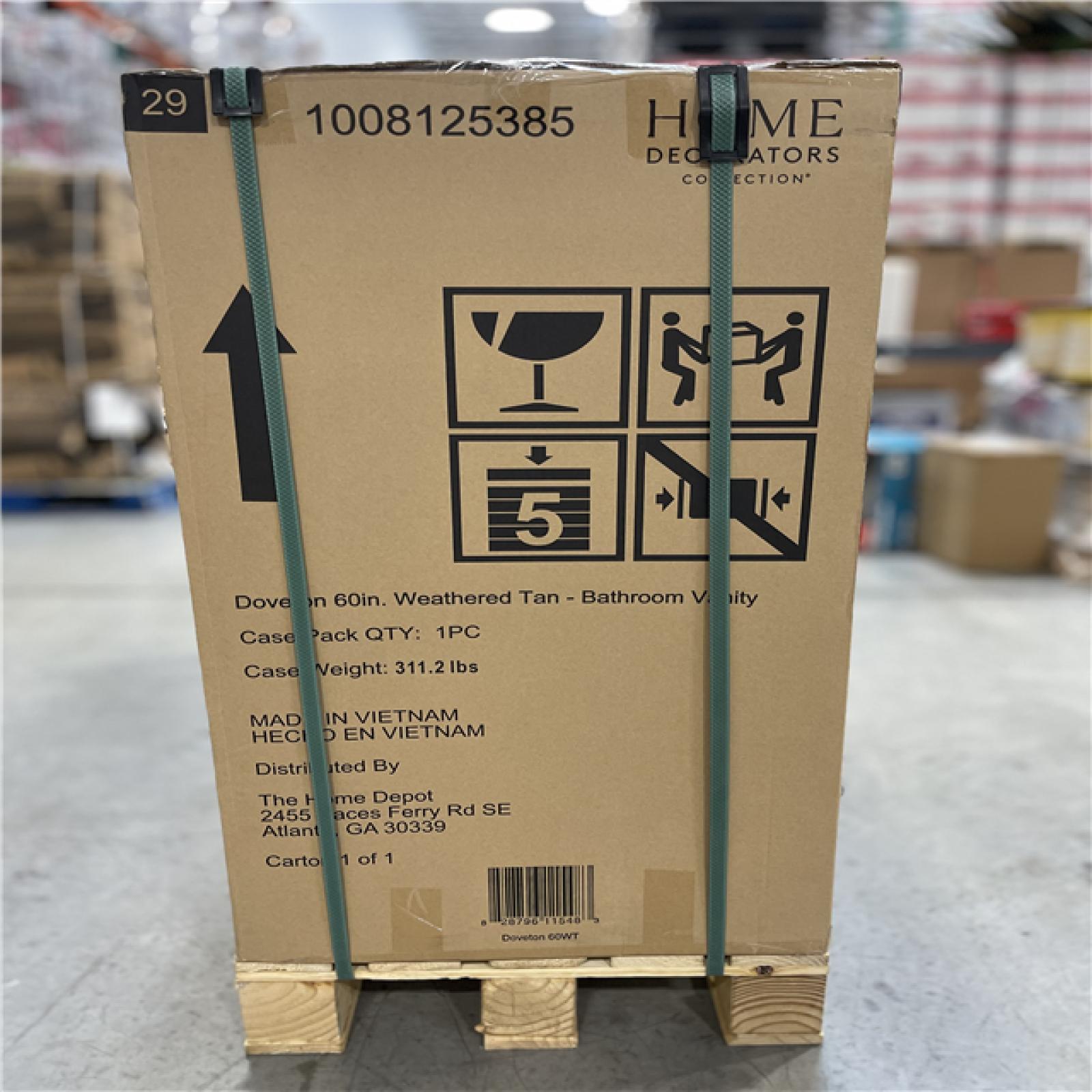 DALLAS LOCATION- Home Decorators Collection Doveton 60 in. Double Sink Freestanding Bath Vanity