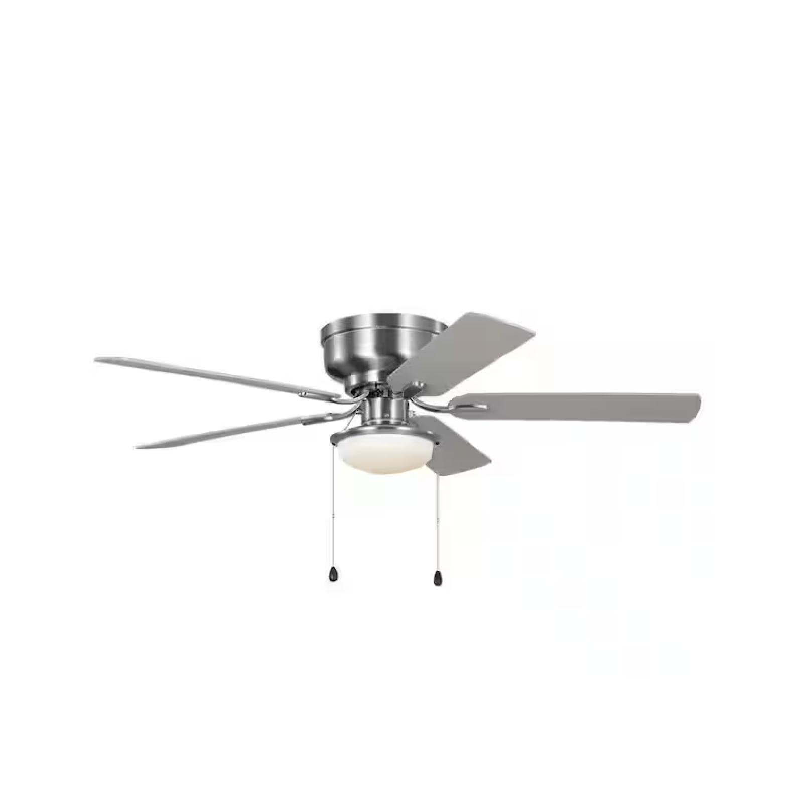 DALLAS LOCATION - Hampton Bay Colton 52 in. Indoor Brushed Nickel Standard Flush Mount Ceiling Fan PALLET -(35 UNITS)