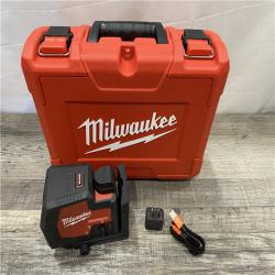 AS-IS Milwaukee Green 100 ft. Cross Line and Plumb Points Rechargeable Laser Level Kit