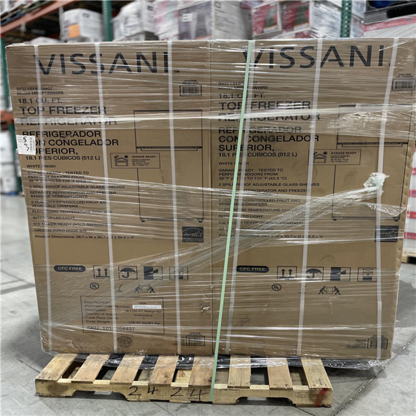 DALLAS LOCATION - VISSANI 18.1 REFRIGERATOR PALLET-(2 UNITS)