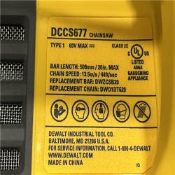 AS-IS DEWALT FLEXVOLT 60-Volt MAX 20 in. Brushless Cordless Battery Powered Chainsaw and Case (Tool with Case Only)