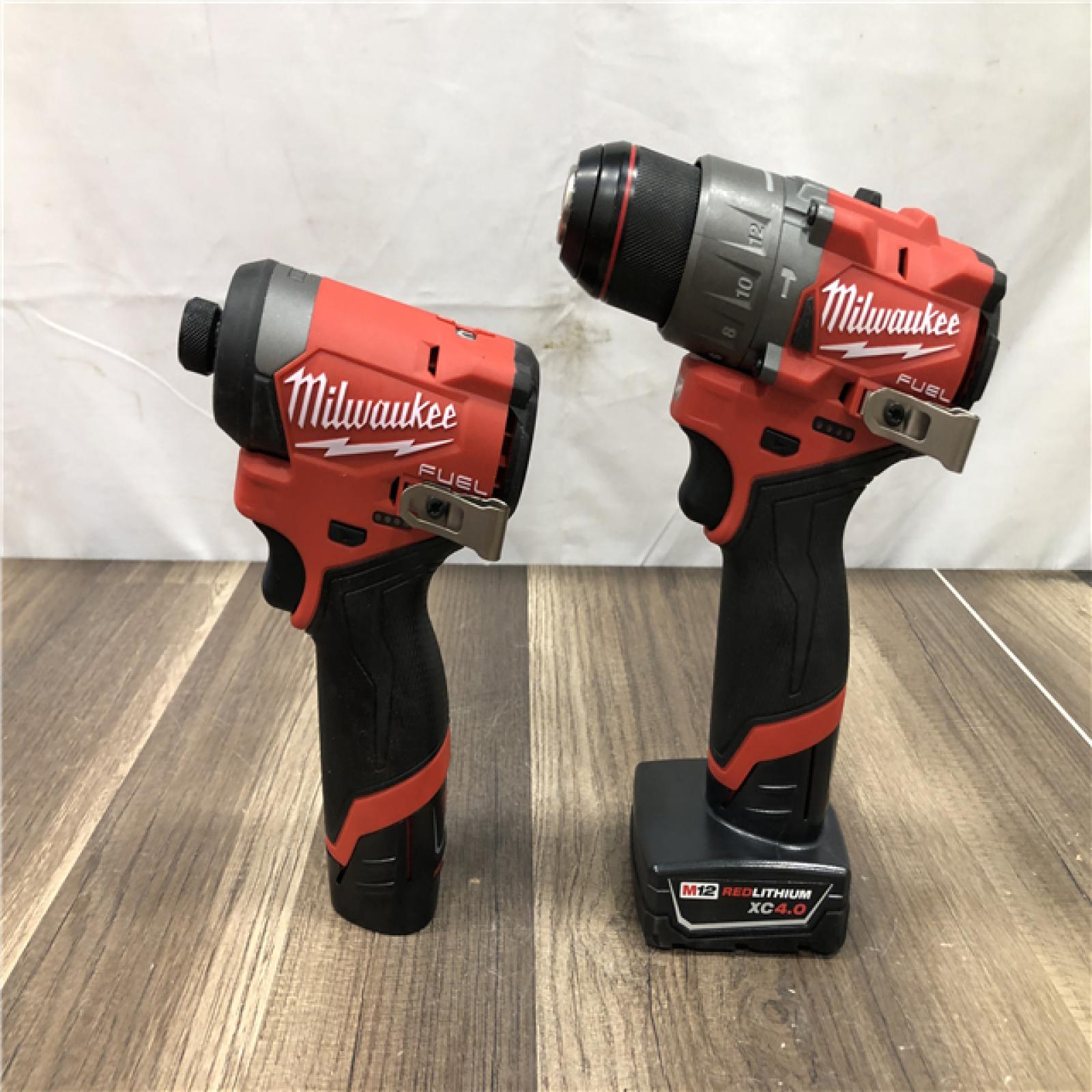 AS-IS Milwaukee FUEL 12-Volt Lithium-Ion Brushless Cordless Hammer Drill and Impact Driver Combo Kit