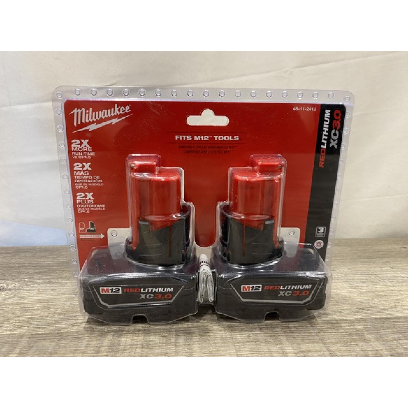 NEW - Milwaukee 12-Volt Lithium-Ion XC Extended Capacity 3.0 Ah Battery Pack (2-Pack)