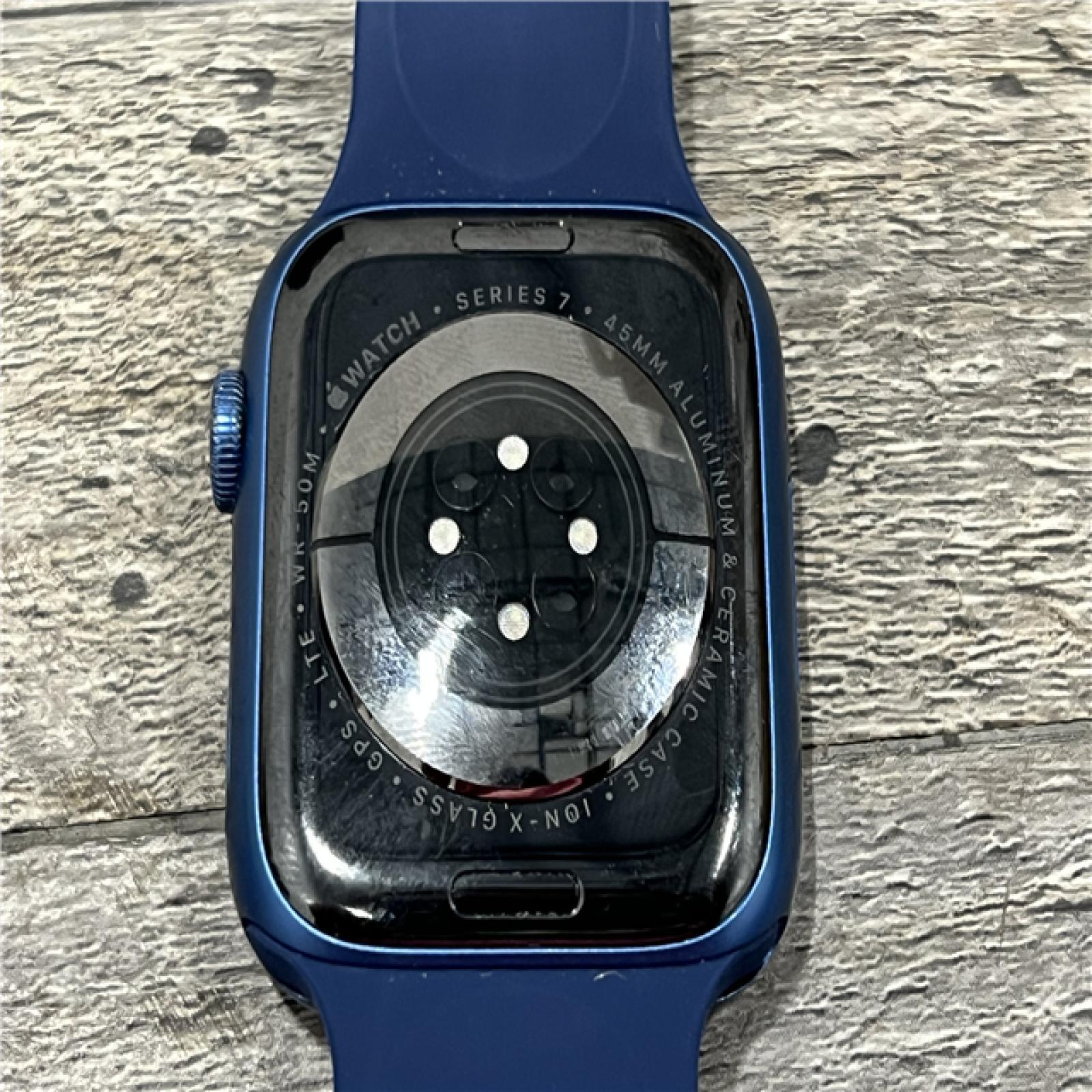 AS-IS Apple Watch Series 7 45MM Blue-GPS+Cellular-Abyss Blue Sport Band