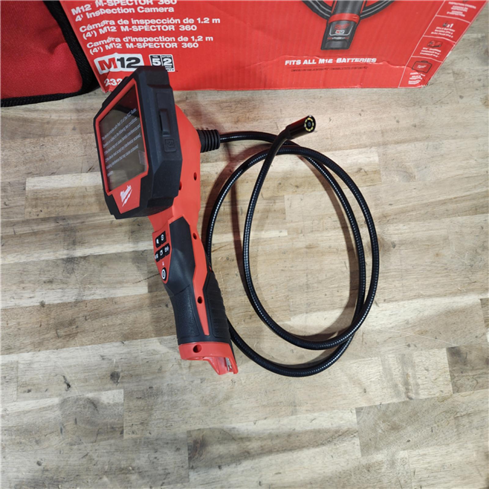 HOUSTON LOCATION - AS-IS (APPEARS LIKE NEW) MILWAUKEE M12 12V Lithium-Ion Cordless M-SPECTOR 360-Degree 4 Ft. Inspection Camera Kit