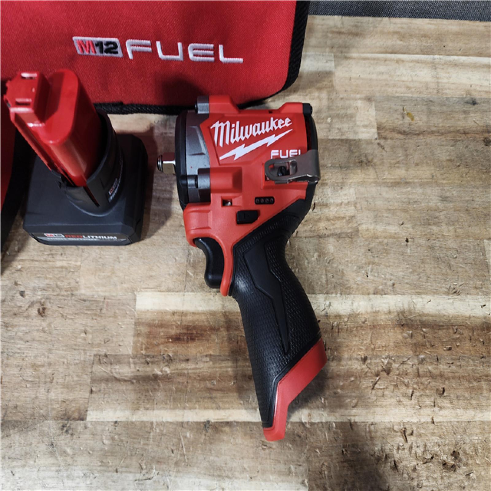 HOUSTON LOCATION - AS - IS Milwaukee FUEL 12V Li-Ion Brushless Cordless Stubby 3/8 in. Impact Wrench Kit