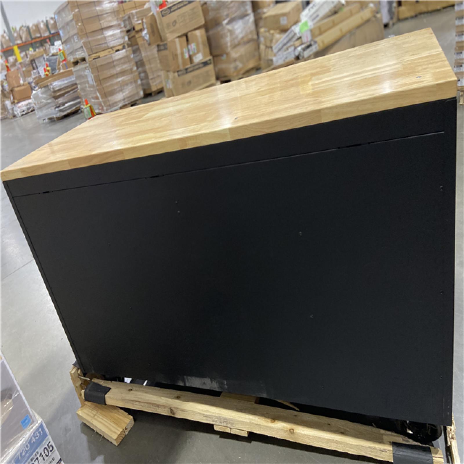 DALLAS LOCATION - Husky 61 in. W x 23 in. D Heavy Duty 15-Drawer Mobile Workbench Tool Chest with Solid Wood Top in Matte Black