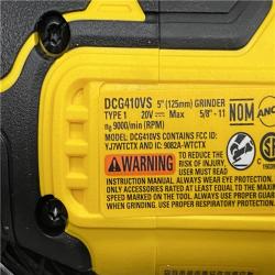 AS-IS DEWALT 20V XR Cordless 4-1/2. in. to 5 in. Variable Speed Angle Grinder (Tool Only)