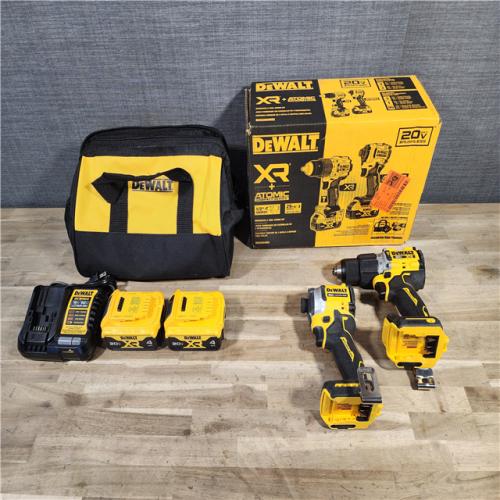 HOUSTON LOCATION - AS-IS DEWALT 20V MAX XR Hammer Drill and ATOMIC Impact Driver 2 Tool Cordless Combo Kit with (2) 4.0Ah Batteries, Charger, and Bag