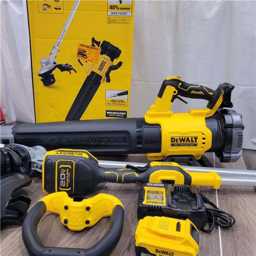 AS-IS   DEWALT 20V MAX Cordless Battery Powered String Trimmer & Blower Combo Kit with (1) 4 Ah Battery & Charger
