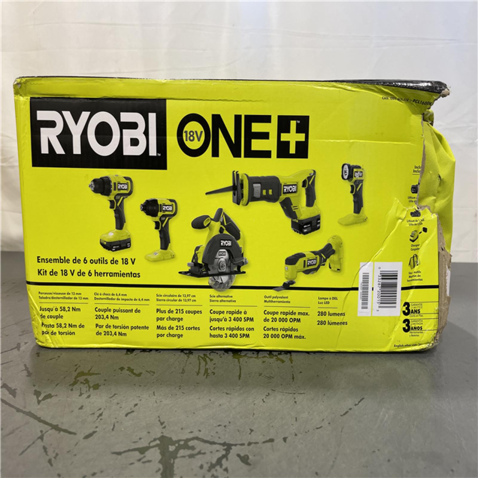 NEW! - RYOBI ONE+ 18V Cordless 6-Tool Combo Kit with 1.5 Ah Battery  4.0 Ah Battery  and Charger