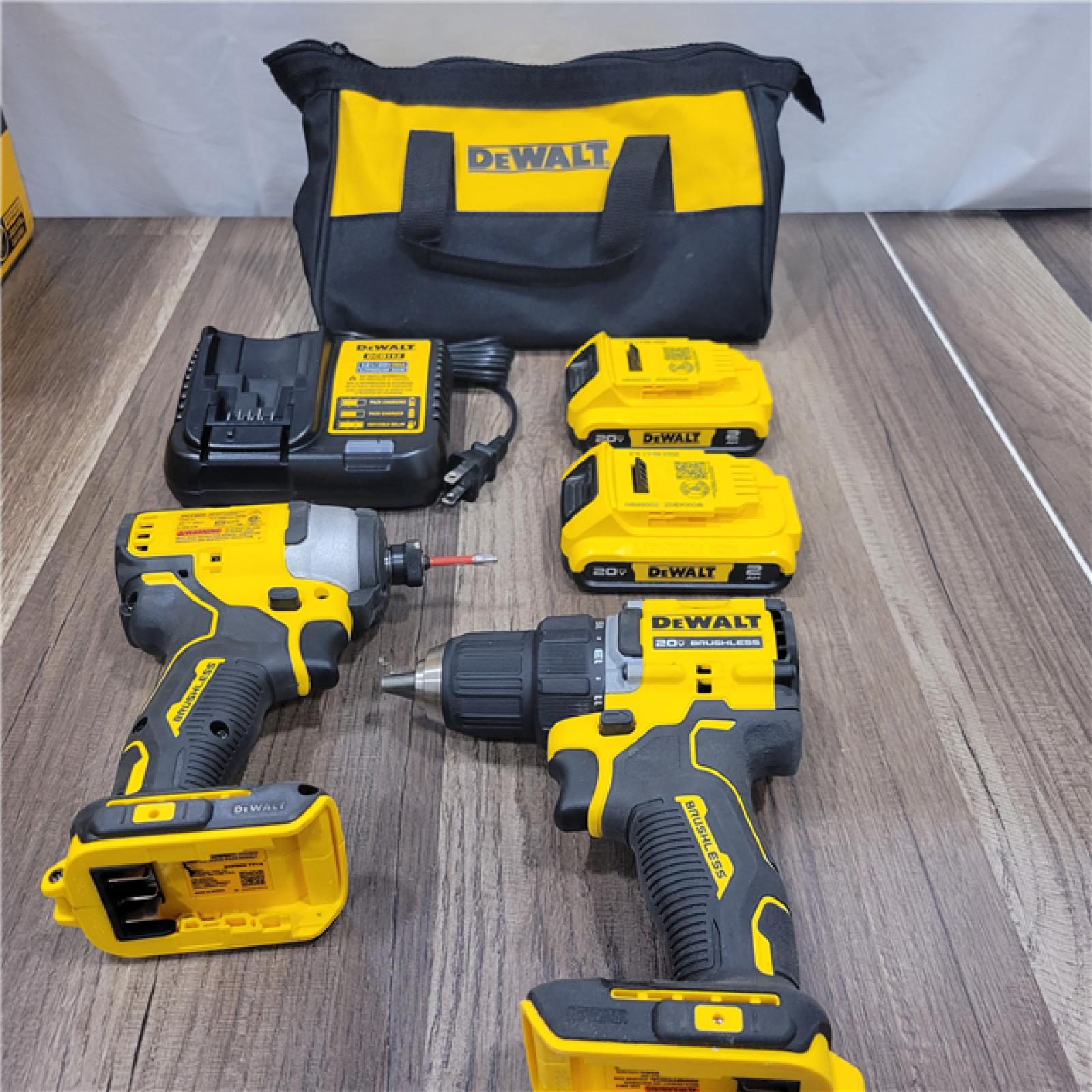 AS-IS DEWALT ATOMIC 20-Volt MAX Lithium-Ion Cordless Combo Kit (2-Tool) with (2) 2.0Ah Batteries, Charger and Bag