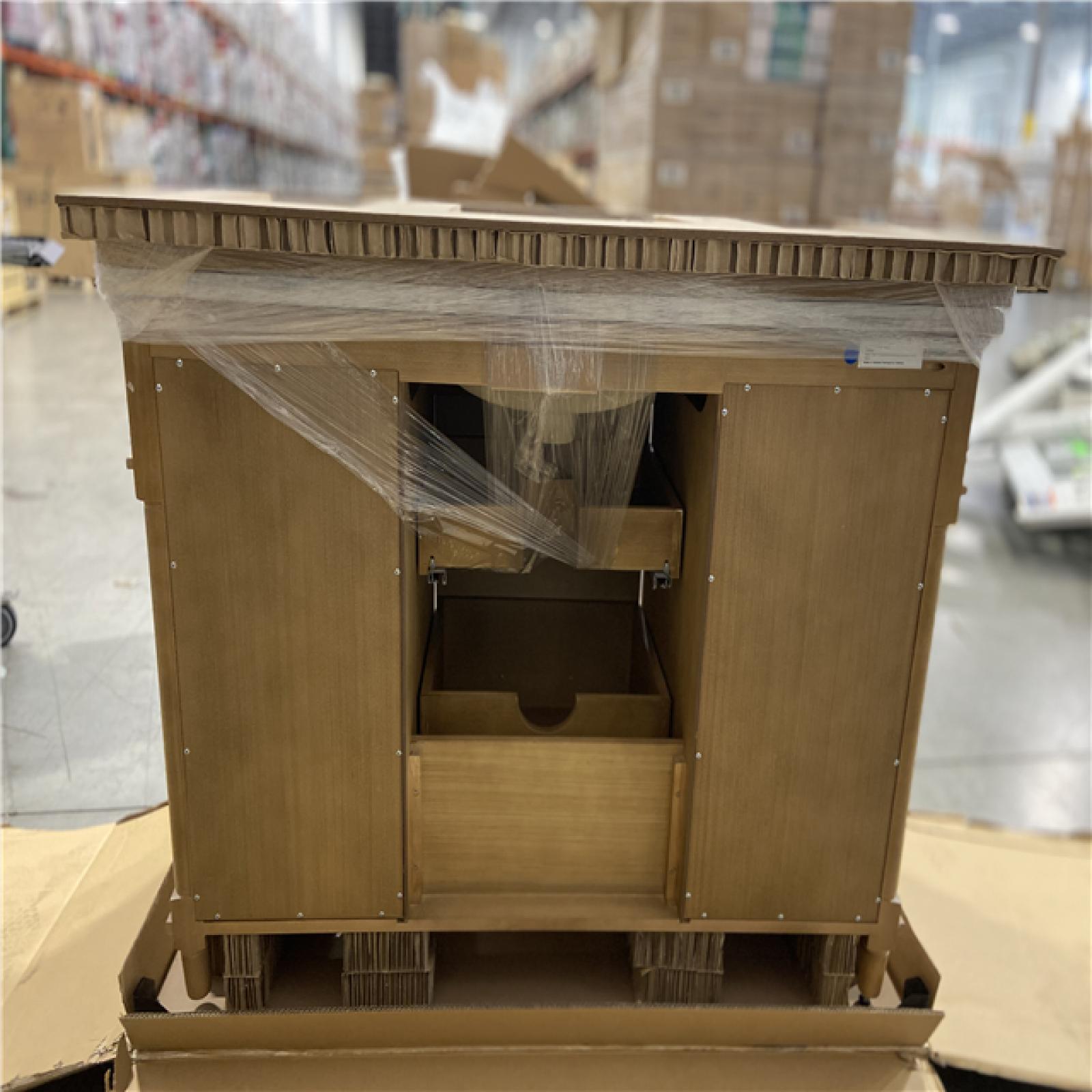 DALLAS LOCATION -Home Decorators Collection Aberdeen 48 in. Single Sink Antique Oak Bath Vanity with Carrara Marble Top (Assembled)