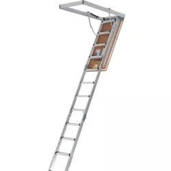 DALLASLOCATION - Louisville Ladder Energy Efficient 7 ft. 8 in. to 10 ft. 3 in.  22.5 in. x 54 in. Insulated Aluminum Attic Ladder  375 lbs. Load Capacity - 13 UNITS