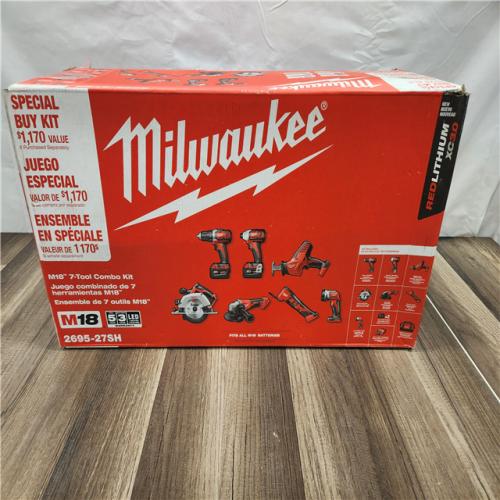 LIKE NEW! Milwaukee M18 18-Volt Lithium-Ion Cordless Combo Kit 7-Tool with 2-Batteries, Charger and Tool Bag