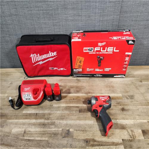 HOUSTON LOCATION - AS-IS M12 FUEL SURGE 12V Lithium-Ion Brushless Cordless 1/4 in. Hex Impact Driver Compact Kit W/Two 2.0Ah Batteries, Bag