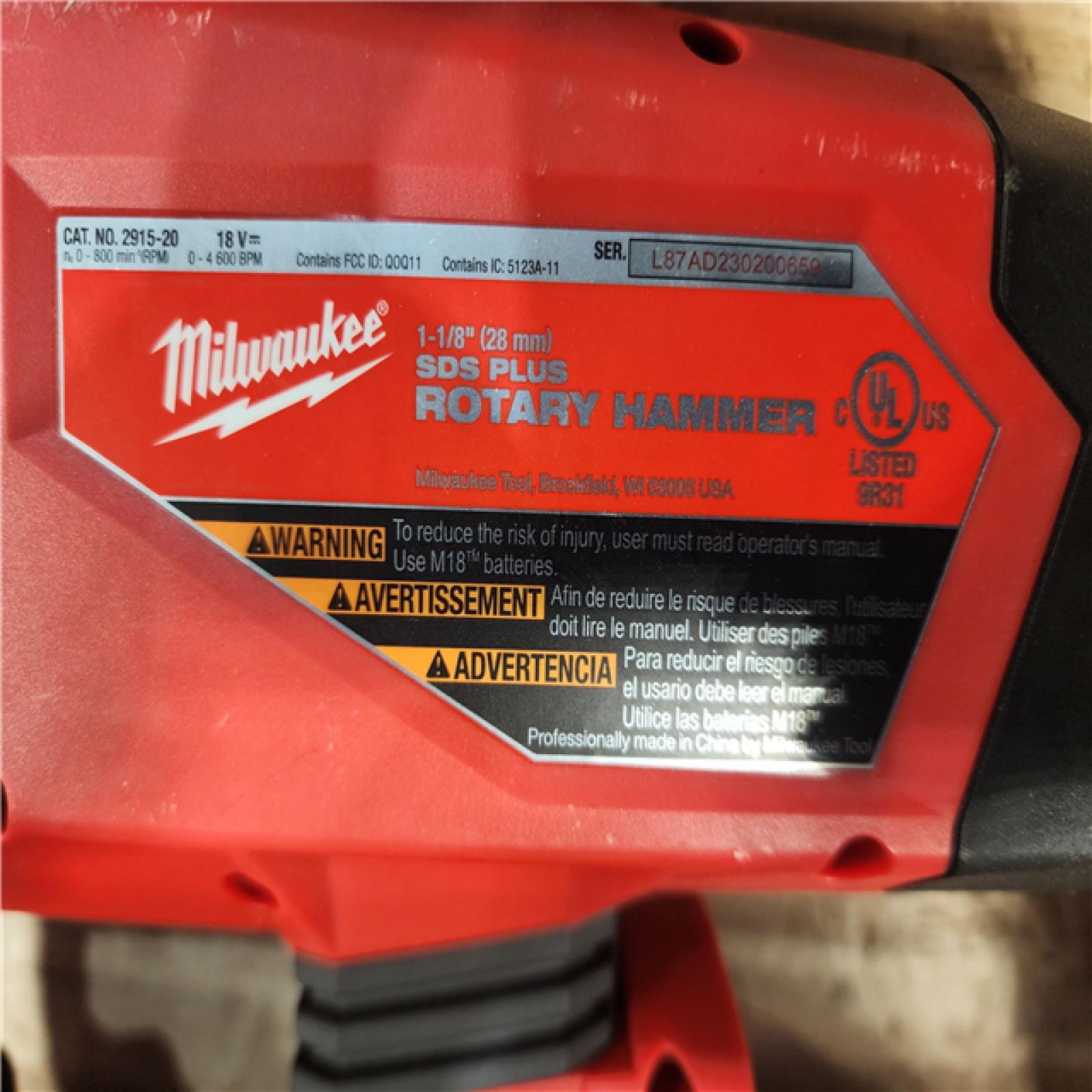 HOUSTON LOCATION - AS-IS Milwaukee FUEL 18V Lithium-Ion Brushless Cordless SDS-Plus 1-1/8 in. Rotary Hammer Drill (Tool-Only)