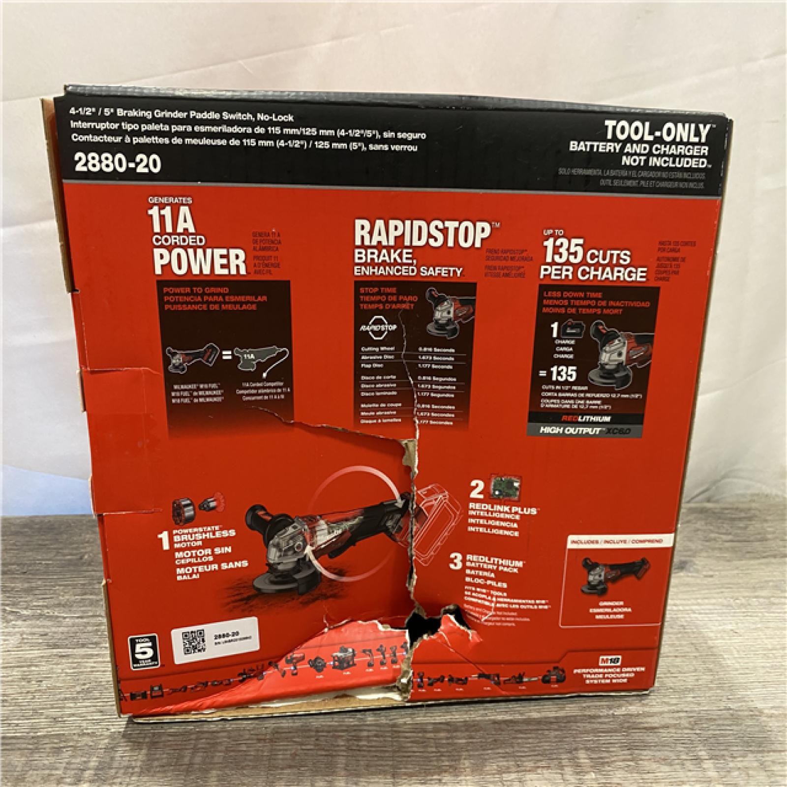 NEW - Milwaukee FUEL 18V Lithium-Ion Brushless Cordless 4-1/2 in./5 in. Grinder w/Paddle Switch (Tool-Only)