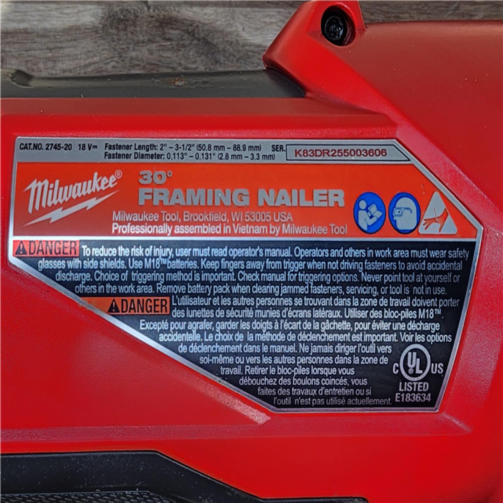 HOUSTON LOCATION - AS-IS Milwaukee FUEL 3-1/2 in. 18-Volt 30-Degree Lithium-Ion Brushless Cordless Framing Nailer (Tool-Only)