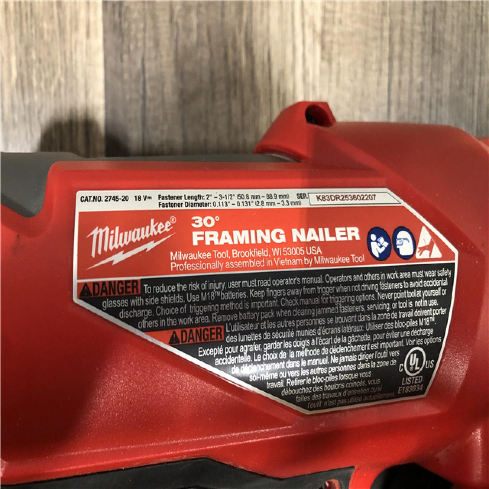 AS-IS Milwaukee FUEL 3-1/2 in. 18-Volt 30-Degree Lithium-Ion Brushless Cordless Framing Nailer (Tool-Only)