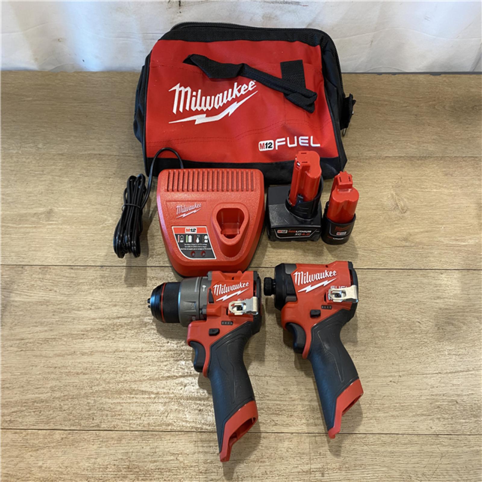 AS-IS Milwaukee FUEL 12-Volt Lithium-Ion Brushless Cordless Hammer Drill and Impact Driver Combo Kit
