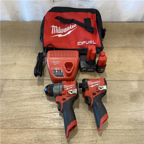 AS-IS Milwaukee FUEL 12-Volt Lithium-Ion Brushless Cordless Hammer Drill and Impact Driver Combo Kit