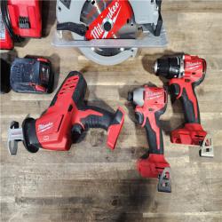HOUSTON LOCATION - AS-IS Milwaukee M18 18-Volt Lithium-Ion Brushless Cordless Combo Kit (4-Tool) with 2-Batteries, 1-Charger and Tool Bag