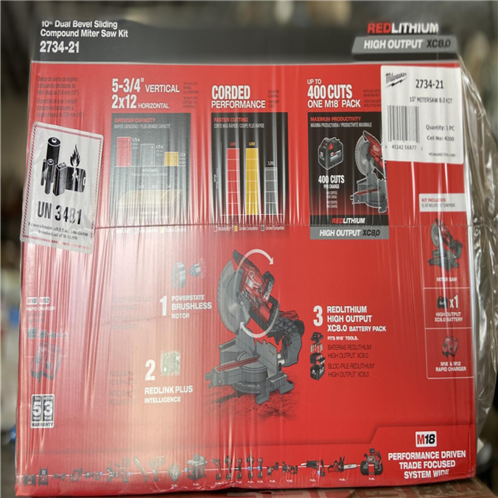 NEW! - Milwaukee M18 FUEL 18V 10 in. Lithium-Ion Brushless Cordless Dual Bevel Sliding Compound Miter Saw Kit with One 8.0 Ah Battery