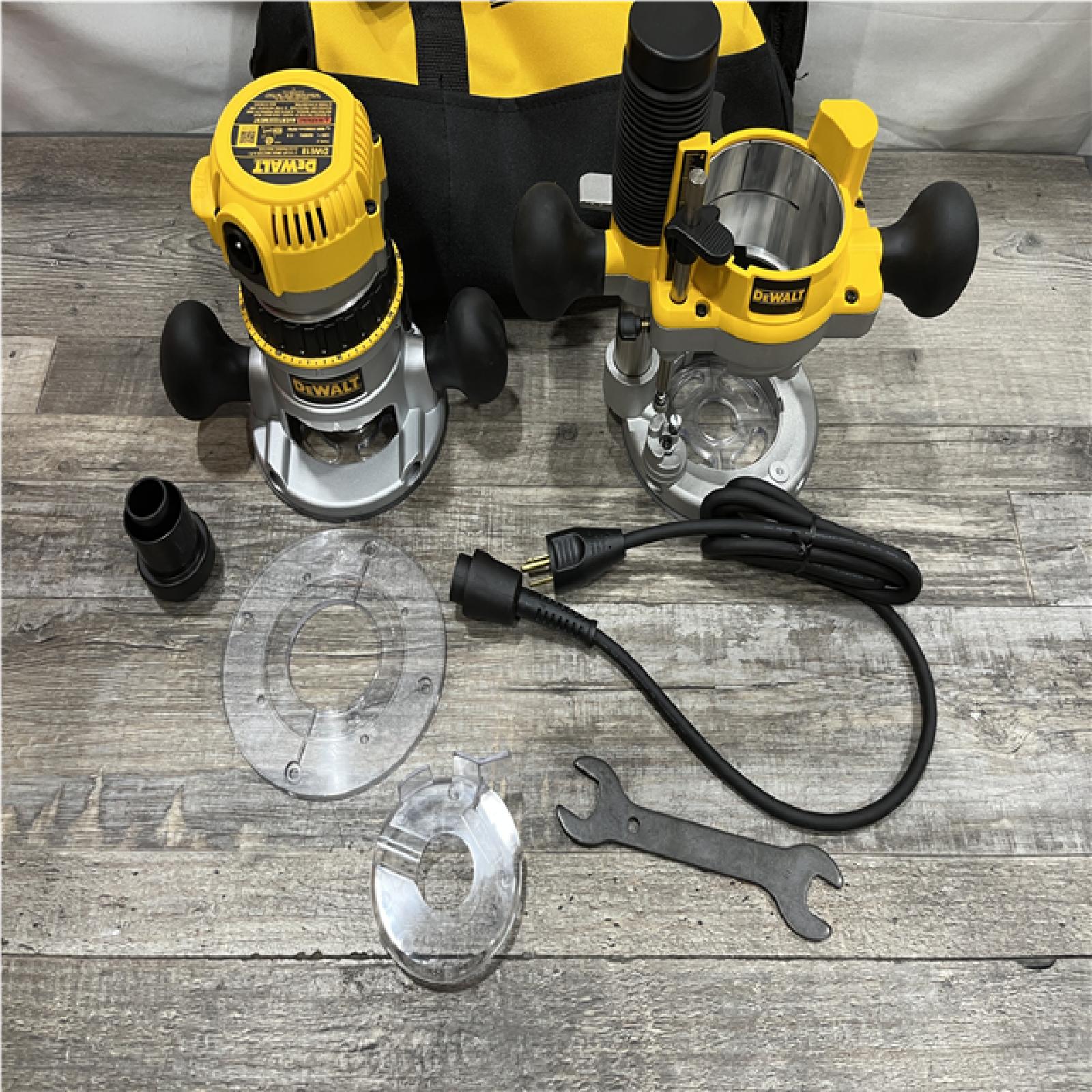 AS-IS DEWALT 12 Amp Corded 2-1/4 Horsepower Fixed and Plunge Base Router Kit